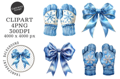 Watercolor Cute Christmas Blue Clipart Product Image 1