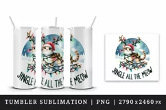 Watercolor cute Christmas cat reindeer antlers hat lights quote print 20 oz tumbler skinny mug wrap clipart t-shirt sublimation printable design