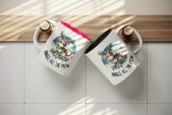 Watercolor cute Christmas cat reindeer antlers hat lights quote print 20 oz tumbler skinny mug wrap clipart t-shirt sublimation printable design