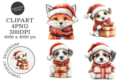 Watercolor Cute Christmas Family Clipart Product Image 1