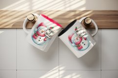 Watercolor cute Christmas snowman hat sign Merry and Bright quote print 20 oz tumbler skinny mug wrap clipart t-shirt sublimation printable design