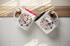 Watercolor cute Christmas snowman scarf hat bauble tree round print 20 oz tumbler skinny mug wrap clipart t-shirt sublimation printable design