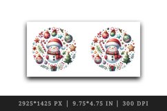 Watercolor cute Christmas snowman scarf hat bauble tree round print 20 oz tumbler skinny mug wrap clipart t-shirt sublimation printable design