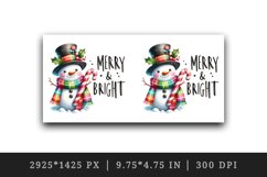 Watercolor cute Christmas snowman scarf hat Merry and Bright quote print 20 oz tumbler skinny mug wrap clipart t-shirt sublimation printable design