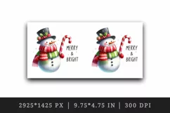 Watercolor cute Christmas snowman scarf hat Merry and Bright quote print 20 oz tumbler skinny mug wrap clipart t-shirt sublimation printable design