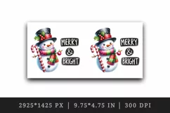 Watercolor cute Christmas snowman scarf hat Merry and Bright quote print 20 oz tumbler skinny mug wrap clipart t-shirt sublimation printable design