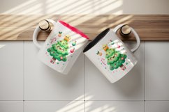 Watercolor cute Christmas tree fun star Merry Christmas quote print 20 oz tumbler skinny mug wrap clipart t-shirt sublimation printable design