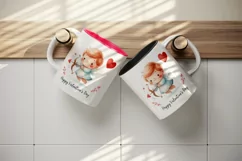 Watercolor cute chubby Cupid red heart arrows Happy Valentine Day print 20 oz tumbler skinny mug wrap clipart t-shirt sublimation printable design