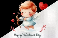 Watercolor cute chubby Cupid red heart arrows Happy Valentine Day print 20 oz tumbler skinny mug wrap clipart t-shirt sublimation printable design