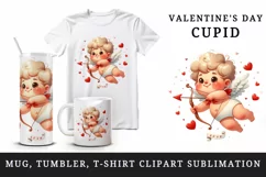 Watercolor cute chubby Cupid red heart arrows Valentine Day print 20 oz tumbler skinny mug wrap clipart t-shirt sublimation printable design