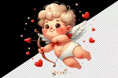 Watercolor cute chubby Cupid red heart arrows Valentine Day print 20 oz tumbler skinny mug wrap clipart t-shirt sublimation printable design