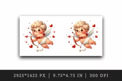 Watercolor cute chubby Cupid red heart arrows Valentine Day print 20 oz tumbler skinny mug wrap clipart t-shirt sublimation printable design