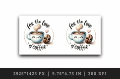 Watercolor cute coffee cup character bean Love of Coffee quote print 20 oz tumbler skinny mug wrap clipart t-shirt sublimation printable design