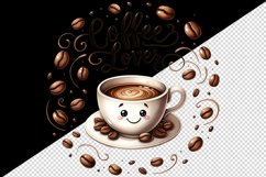 Watercolor cute coffee cup character beans Coffee Lover quote print 20 oz tumbler skinny mug wrap clipart t-shirt sublimation printable design
