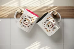 Watercolor cute coffee cup character winking Coffee Lover quote print 20 oz tumbler skinny mug wrap clipart t-shirt sublimation printable design