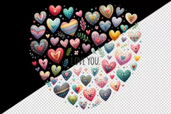 Watercolor cute collection small hearts Love You quote Valentine Day print 20 oz tumbler skinny mug wrap clipart t-shirt sublimation printable design
