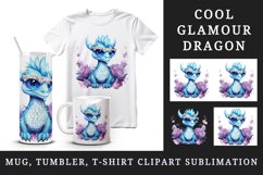 Watercolor cute cool dragon fantasy animal superstar sunglasses sparkle 20 oz tumbler skinny mug wrap clipart t-shirt sublimation printable design