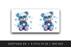 Watercolor cute cool glamour bear superstar animal toy glasses stars print 20 oz tumbler skinny mug wrap clipart t-shirt sublimation printable design