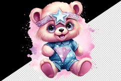 Watercolor cute cool glamour bear superstar animal toy sparkle stars print 20 oz tumbler skinny mug wrap clipart t-shirt sublimation printable design