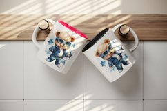 Watercolor cute cool glamour bear superstar animal toy sunglasses print 20 oz tumbler skinny mug wrap clipart t-shirt sublimation printable design