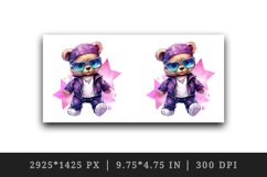 Watercolor cute cool glamour bear superstar animal toy sunglasses print 20 oz tumbler skinny mug wrap clipart t-shirt sublimation printable design