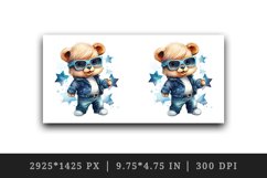 Watercolor cute cool glamour bear superstar animal toy sunglasses print 20 oz tumbler skinny mug wrap clipart t-shirt sublimation printable design