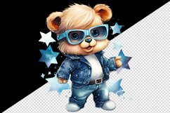 Watercolor cute cool glamour bear superstar animal toy sunglasses print 20 oz tumbler skinny mug wrap clipart t-shirt sublimation printable design