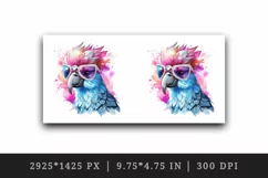 Watercolor cute cool glamour bird superstar wild animal glasses stars print 20 oz tumbler skinny mug wrap clipart t-shirt sublimation printable design