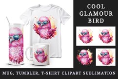 Watercolor cute cool glamour bird superstar wild animal glasses stars print 20 oz tumbler skinny mug wrap clipart t-shirt sublimation printable design