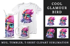 Watercolor cute cool glamour bird superstar wild animal glasses stars print 20 oz tumbler skinny mug wrap clipart t-shirt sublimation printable design