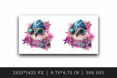 Watercolor cute cool glamour bird superstar wild animal glasses stars print 20 oz tumbler skinny mug wrap clipart t-shirt sublimation printable design