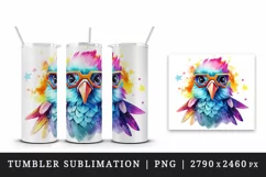 Watercolor cute cool glamour bird superstar wild animal glasses stars print 20 oz tumbler skinny mug wrap clipart t-shirt sublimation printable design