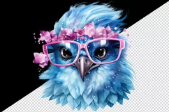 Watercolor cute cool glamour bird superstar wild animal glasses stars print 20 oz tumbler skinny mug wrap clipart t-shirt sublimation printable design