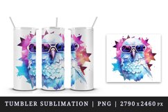 Watercolor cute cool glamour bird superstar wild animal glasses stars print 20 oz tumbler skinny mug wrap clipart t-shirt sublimation printable design