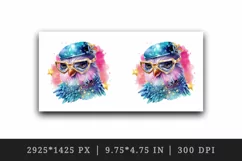 Watercolor cute cool glamour bird superstar wild animal glasses stars print 20 oz tumbler skinny mug wrap clipart t-shirt sublimation printable design
