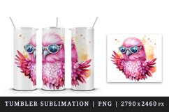 Watercolor cute cool glamour bird superstar wild animal glasses stars print 20 oz tumbler skinny mug wrap clipart t-shirt sublimation printable design