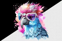 Watercolor cute cool glamour bird superstar wild animal glasses stars print 20 oz tumbler skinny mug wrap clipart t-shirt sublimation printable design