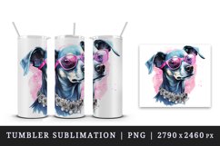 Watercolor cute cool glamour dog funny superstar animal pet puppy sunglasses print design wrap sublimation bundle for 20 oz tumbler