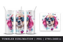 Watercolor cute cool glamour dog funny superstar animal pet puppy sunglasses print design wrap sublimation bundle for 20 oz tumbler