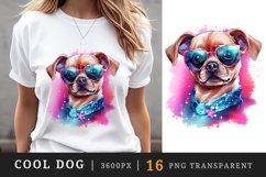 Watercolor cute cool glamour dog funny superstar animal pet sunglasses print clipart set t-shirt sublimation printable designs bundle png transparent