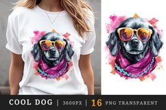 Watercolor cute cool glamour dog funny superstar animal pet sunglasses print clipart set t-shirt sublimation printable designs bundle png transparent