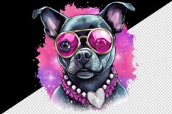 Watercolor cute cool glamour dog funny superstar animal sunglasses print 20 oz tumbler skinny mug wrap clipart t-shirt sublimation printable design