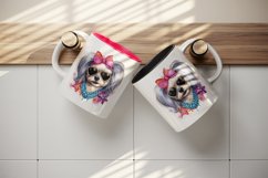 Watercolor cute cool glamour dog funny superstar animal sunglasses print 20 oz tumbler skinny mug wrap clipart t-shirt sublimation printable design