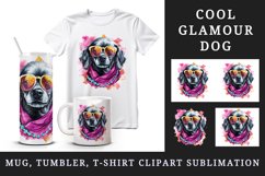 Watercolor cute cool glamour dog funny superstar animal sunglasses print 20 oz tumbler skinny mug wrap clipart t-shirt sublimation printable design