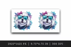 Watercolor cute cool glamour dog funny superstar animal sunglasses print 20 oz tumbler skinny mug wrap clipart t-shirt sublimation printable design