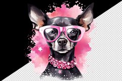 Watercolor cute cool glamour dog funny superstar animal sunglasses print 20 oz tumbler skinny mug wrap clipart t-shirt sublimation printable design