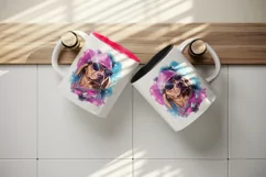 Watercolor cute cool glamour dog funny superstar animal sunglasses print 20 oz tumbler skinny mug wrap clipart t-shirt sublimation printable design