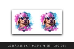Watercolor cute cool glamour dog funny superstar animal sunglasses print 20 oz tumbler skinny mug wrap clipart t-shirt sublimation printable design