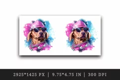 Watercolor cute cool glamour dog funny superstar animal sunglasses print 20 oz tumbler skinny mug wrap clipart t-shirt sublimation printable design