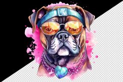 Watercolor cute cool glamour dog funny superstar animal sunglasses print 20 oz tumbler skinny mug wrap clipart t-shirt sublimation printable design